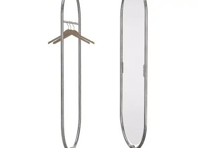 standing mirror and clothing rack set Low-poly 3D model