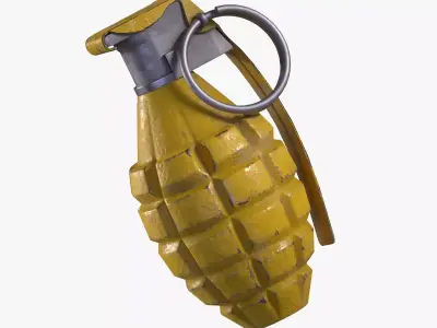 Mk 2 Grenade yellow painted Low-poly 3D model