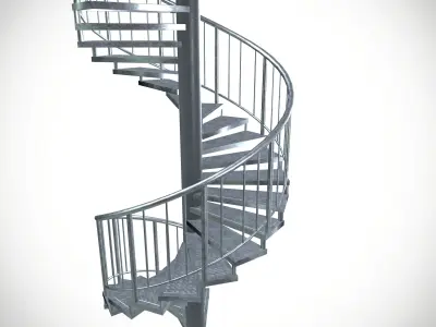 Aluminium Stair Case Low-poly 3D model