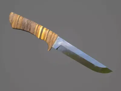 Knife with wooden handle Low-poly 3D model