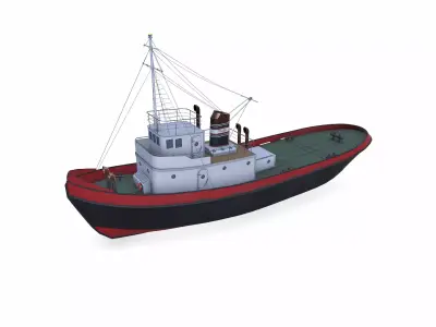 Old Tugboat Low-poly PBR Low-poly 3D model