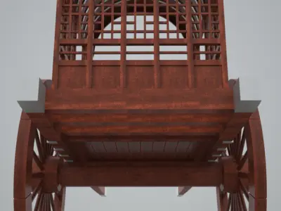 Chinese wooden cart 3D model
