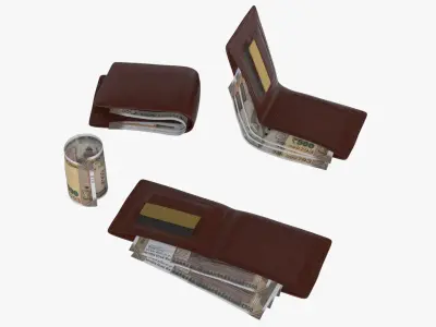 India 500 Rupee Wallet Money Purse 3D model