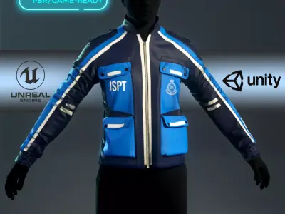 Polis Police Moto Jacket Malaysia Motorcycle Uniform Outfit  Low-poly 3D model