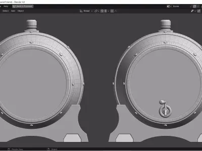 Wine or Whiskey Barrels and modular barrel racks Low-poly 3D model
