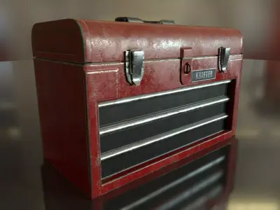 Toolbox tool box on table Low-poly 3D model