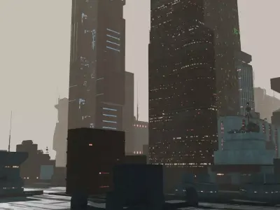 Sci Fi City 15 Low-poly 3D model