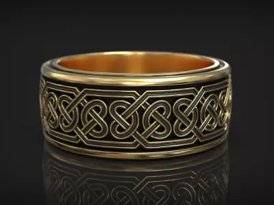 Nordic Interwoven Eternity Knot Ring Celtic Pattern Band 3D print model
