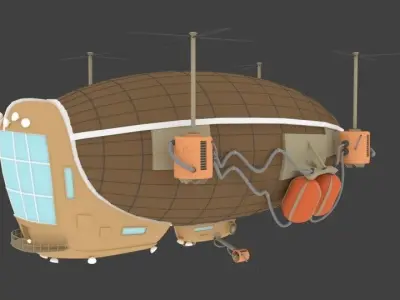 Steampunk Zeppelin Low-poly 3D model