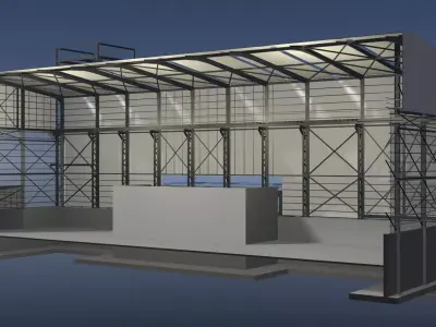 Industrial building in section cut 25i30 3D model