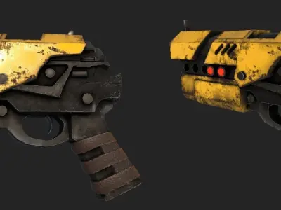 Scifi weapon pistol GUN Pack 3 SKINS with BPR 4K TEXTURES Low-poly 3D model