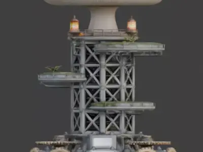 Mushroom Bioluminescence Tower 3D Model Low-poly 3D model