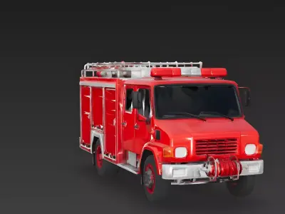 Realistic Fire Engine 3D Model Low-poly 3D model