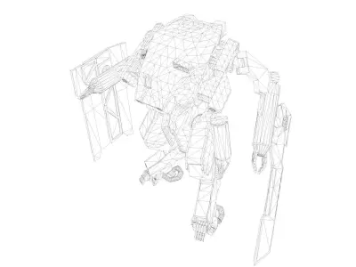 Battle Mech  Low-poly 3D model