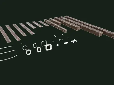 Modular Wood Construction Low-poly 3D model