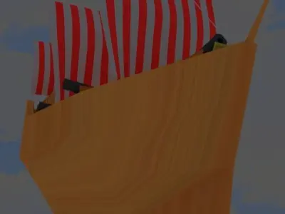 Wooden Boat Low-poly 3D model 14