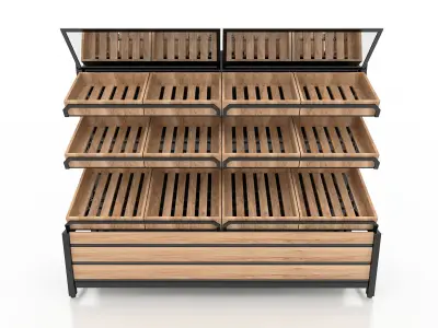 Shelf 3D model 3 display rack with shelves and baskets 3D model