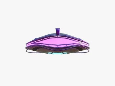 Alien Spaceship UFO D04 Purple Blue - Sci Fi Spacecraft Design Low-poly 3D model