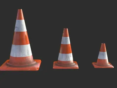 Traffic Cone Assets 01 Low-poly 3D model