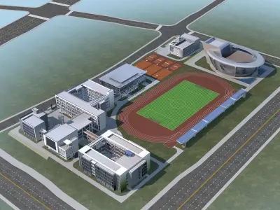 School Building 3D model 44