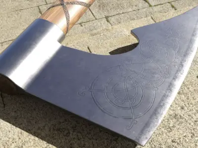 Nordic Knotwork Axe Low-poly 3D model