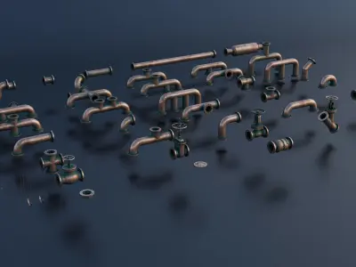 Modular Pipes for game and cinematic purpose Low-poly 3D model