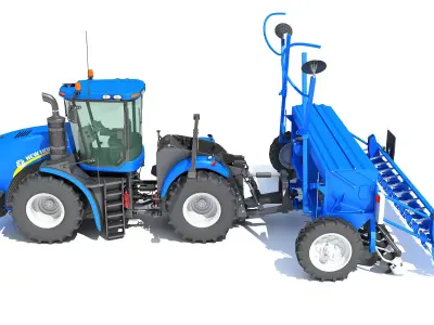 New Holland Tractor with Seed Drill 3D model