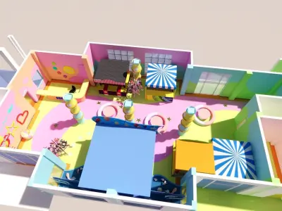 Indoor Carnival Amusement Cartoon Children s Space Commercial 3D model