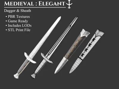 Medieval Collection Elegant Blades 3D Model Pack