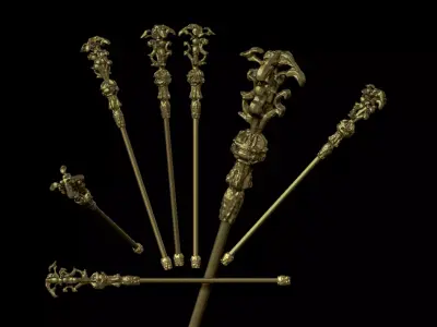 a golden stick 3D model