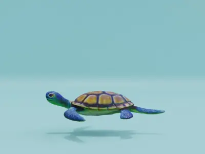 Swimming Turtle Low-poly 3D model