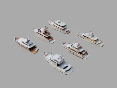 Yachts Pack Collection Low-poly 3D model