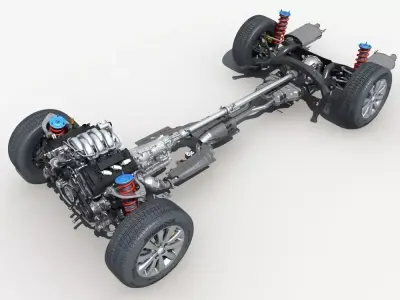  Car Chassis with Engine  3D model