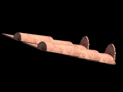 Roman roof tiles Low-poly 3D model