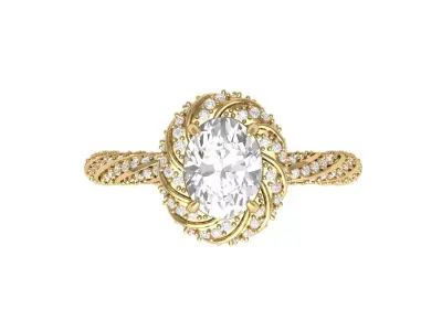 Oval Art Deco infinity Ring 3D print model