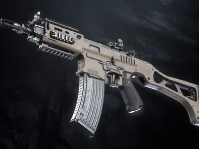 SM-K Assault Rifle With Hands And Weapon Case Low-poly 3D model