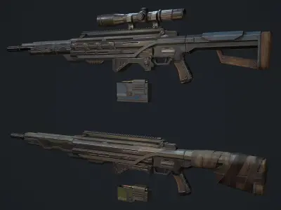 Whisp rifle Low-poly 3D model