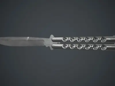 Titanium Balisong Knife PBR Game Ready Low-poly 3D model