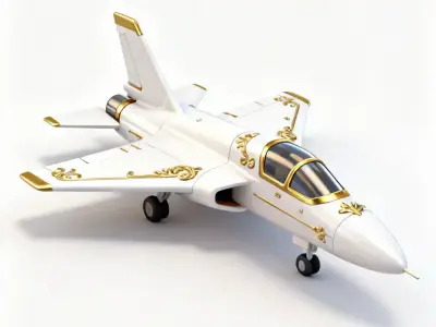 Stylized Pearl Albatross Fighter Jet 3D Model Low-poly 3D model