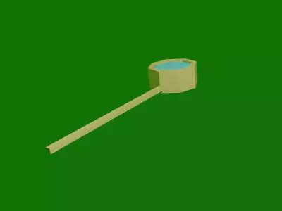 Low Poly Japanese Ladle -Hishaku- with Animated Water  128 Tris  Free low-poly 3D model