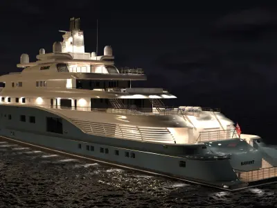 Radiant Suprtyacht Night Scene 3D model