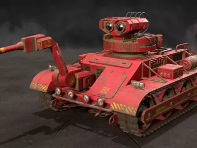 Robot Concept-3-Red-Rusty 3D model