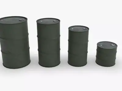 Army chemical barrels Low-poly 3D model