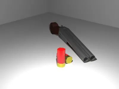 Low Poly Double Barrel Shotgun Low-poly 3D model