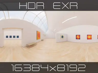 HDRI - Art Museum Gallery Interior 23 v2 - 16384x8192 Texture