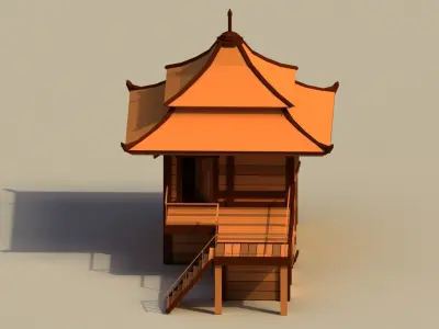 Low Poly Traditional Japanese House Low-poly 3D model