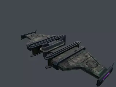 Spaceship Low-poly 3D model 4