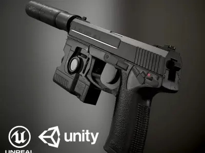 MK23 SOCOM PBR Low-poly 3D model