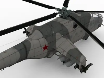 Mil Mi-24A Low-poly 3D model