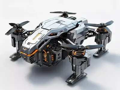 SciFi Drone Quadcopter Game Asset Low-poly 3D model